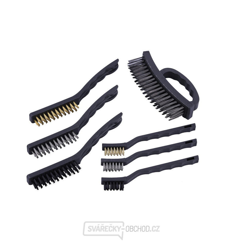 Čisticí kartáče ocelové, mosazné a nylonové, sada 7 ks - QUATROS QS14556