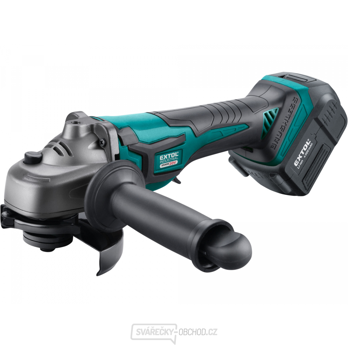 Akumulátorová úhlová bruska 125mm EXTOL INDUSTRIAL, SHARE20V, BRUSHLESS, 20V Li-ion, 4000mAh