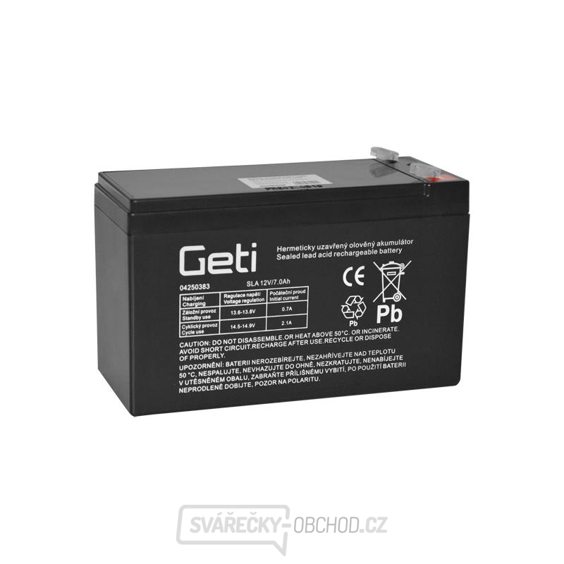 Baterie olověná 12V 7.0Ah Geti (konektor 4,75 mm)