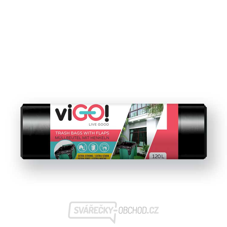 ViGO! Pytle odpadkové s uchy LD 120l/10 ks 80x110+20cm - černé