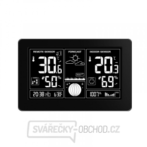 Solight Meteostanice, extra velký černobílý displej, teplota, vlhkost, tlak, RCC, USB nabíjení, černá