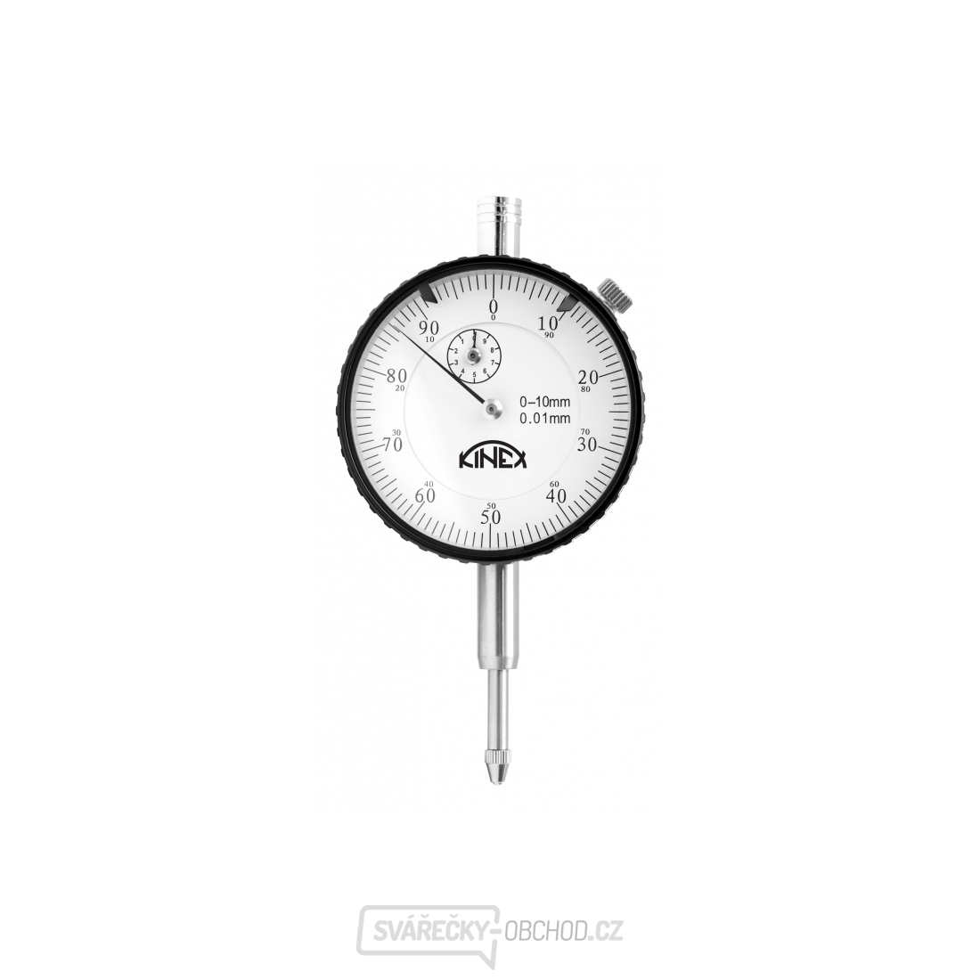 Úchylkoměr číselníkový KINEX 0-10 mm/60 mm/0,01 mm - s uchycením, ČSN 25 1820