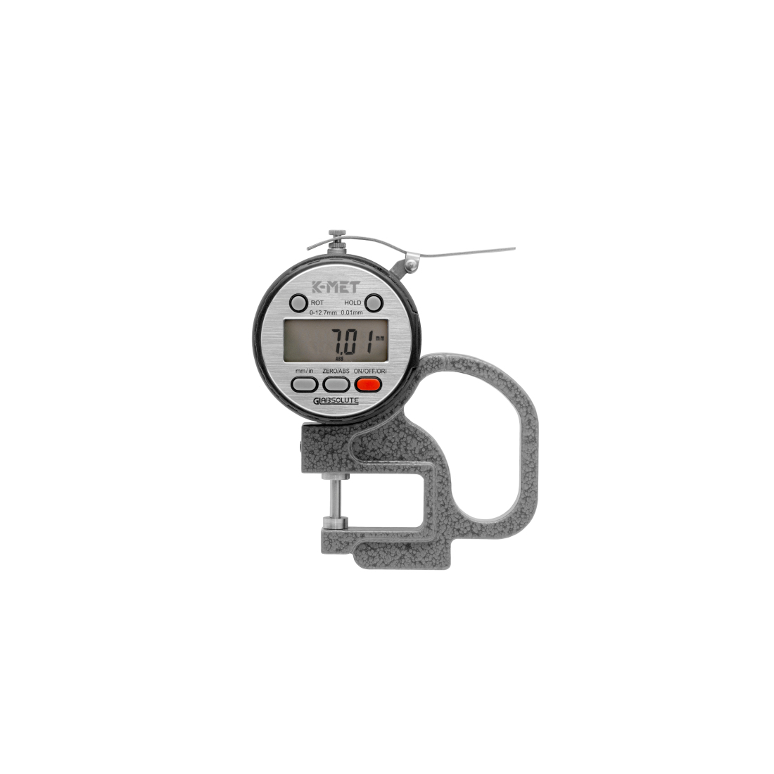 Levně Mikrometrický tloušťkoměr digitální KINEX ABZ 0-10mm, délka ramene 30mm, 0,01mm, DIN 863 7040-05-010
