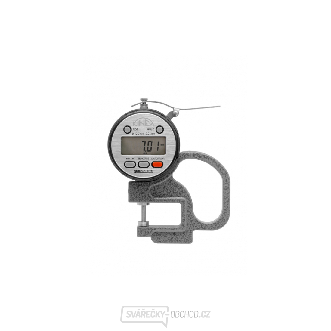 Mikrometrický tloušťkoměr digitální KINEX ABZ 0-10mm, délka ramene 30mm, 0,01mm, DIN 863