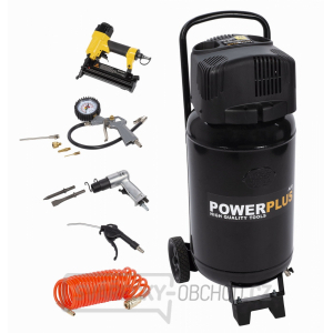 POWERPLUS POWX1751 - Kompresor 1100W 50L  plus  9 ks přísl. bezolejový