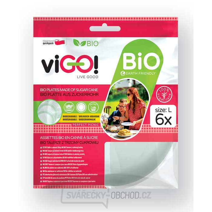 viGO! BIO talíř z cukrové třtiny kulatý 22cm - 6 ks
