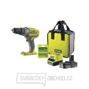 Ryobi R18PD3-120SA17 aku 18V příklepová vrtačka / šroubovák + 1x 2Ah baterie + nabíječka + taška + sada bitů ONE+