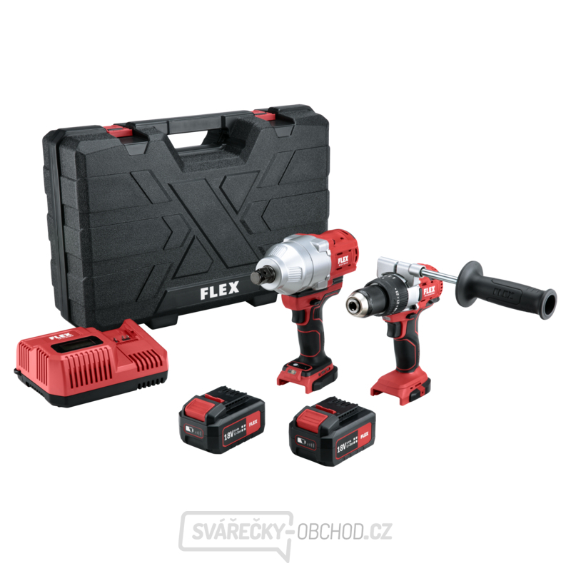 Flex 2-Rychlostní aku vrtačka s příklepem + Aku rázový utahovák 18.0V