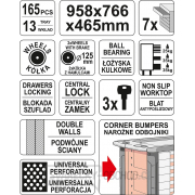 Skříňka dílenská pojízdná s nářadím (165ks) 7 zásuvek náhled