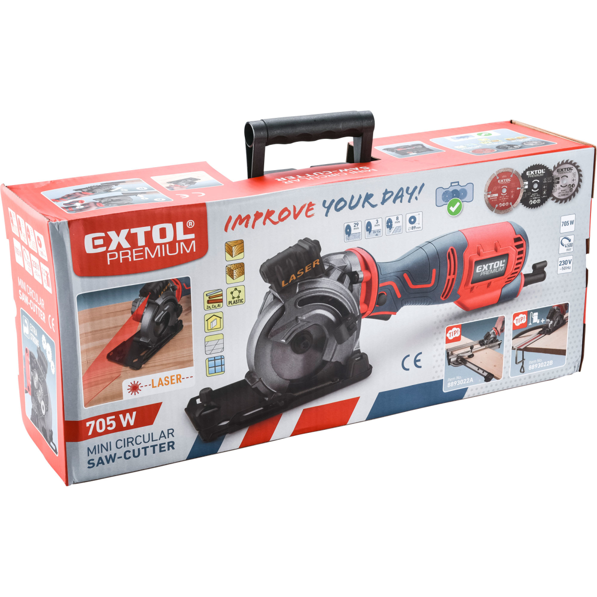 Pila kotoučová/řezačka s laserem, zanořovací, 89mm, 705W Náhled