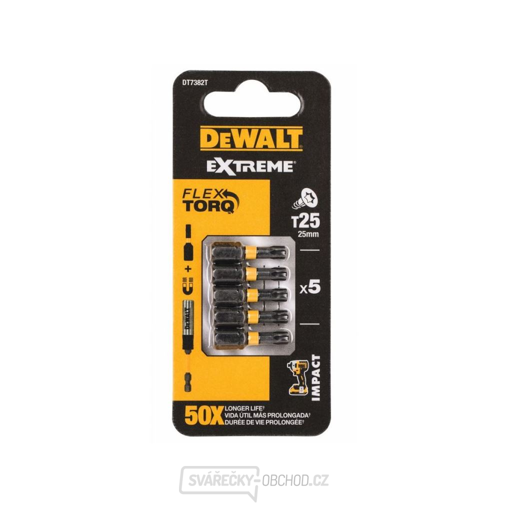 DEWALT 5DÍLNÁ SADA BITŮ T25 25MM EXTREME TORSION DT7382T