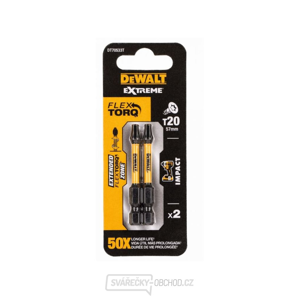 DEWALT 2X TORZNÍ ŠROUBOVACÍ BIT 57MM T20 EXTREME DT70533T