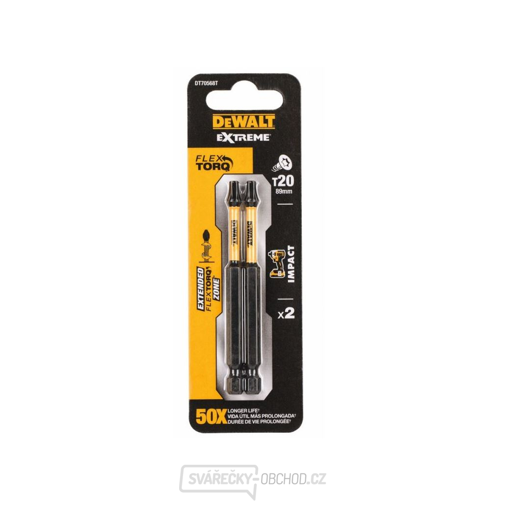 DEWALT 2DÍLNÁ SADA BITŮ T20 X 89MM TORSION IMPACT DT70568T