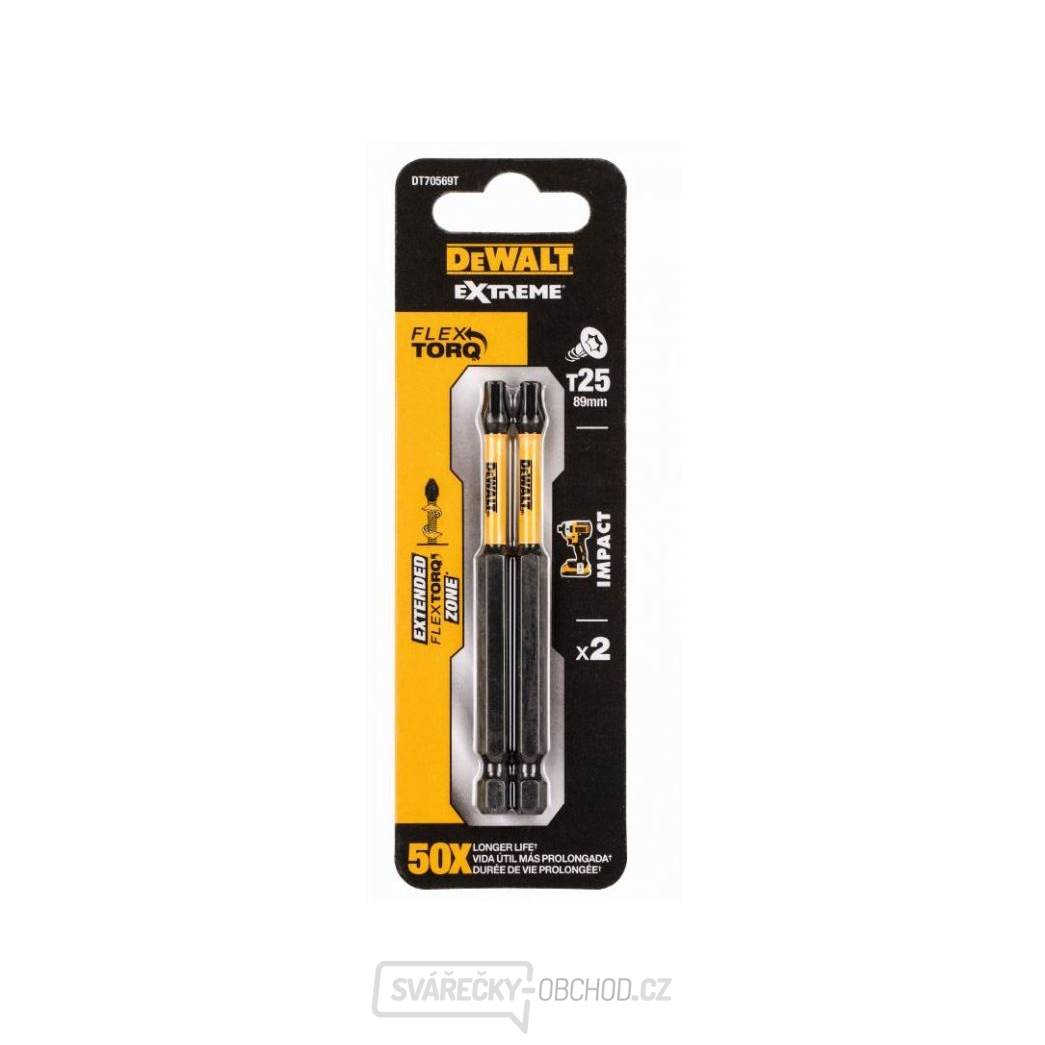 DEWALT 2DÍLNÁ SADA BITŮ T25 X 89MM TORSION IMPACT DT70569T