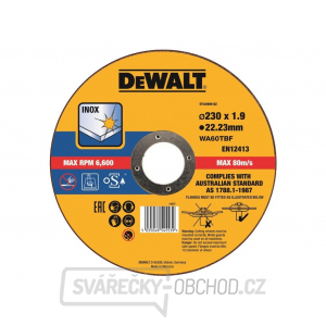 Dewalt řezný kotouč 230x22.2x1.9mm TYP 1 na nerezovou ocel Dewalt řezný kotouč 230x22.2x1.9mm TYP 1 na nerezovou ocel gallery main image