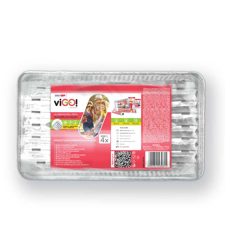 QUICKPACK ViGO! Grilovací tácky 60µm 80g 34x23cm - 4 ks 7341141