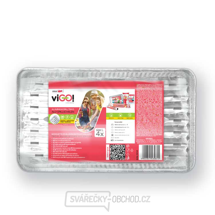 ViGO! Grilovací tácky 60µm 80g 34x23cm - 4 ks