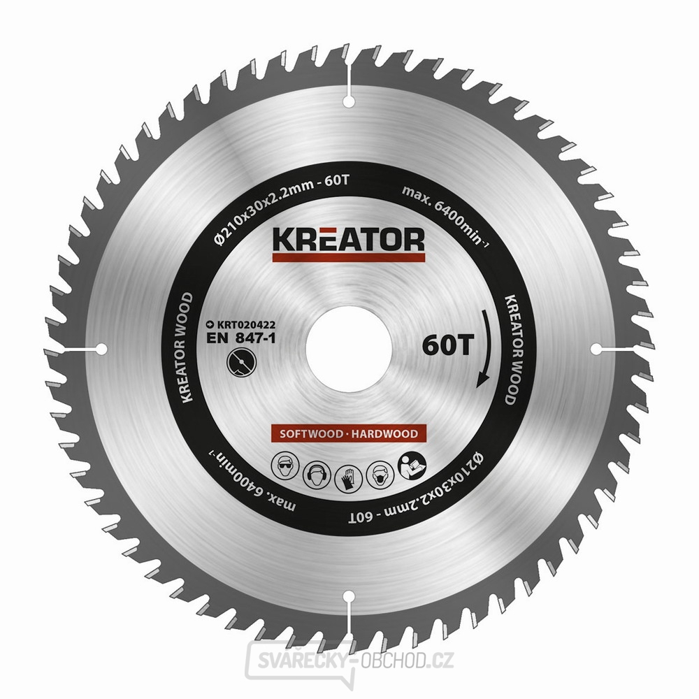 KREATOR KRT020422 - Pilový kotouč na dřevo 210mm, 60T