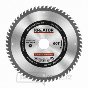 KREATOR KRT020422 - Pilový kotouč na dřevo 210mm, 60T