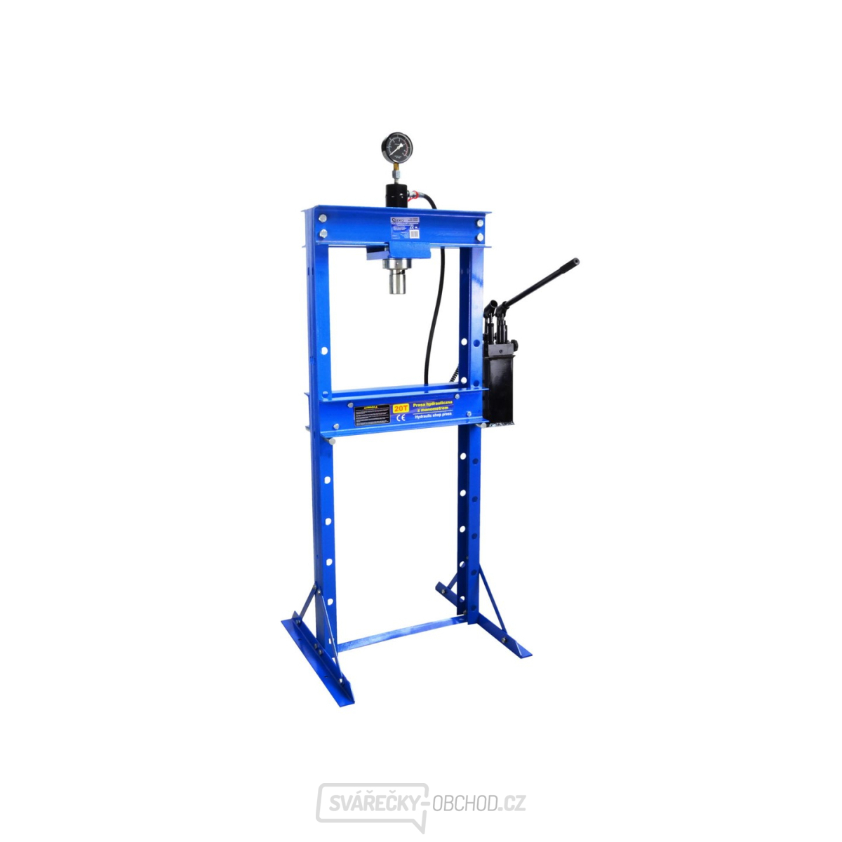 GEKO Hydraulický lis s manometrem 20t, dvoustupňové čerpadlo