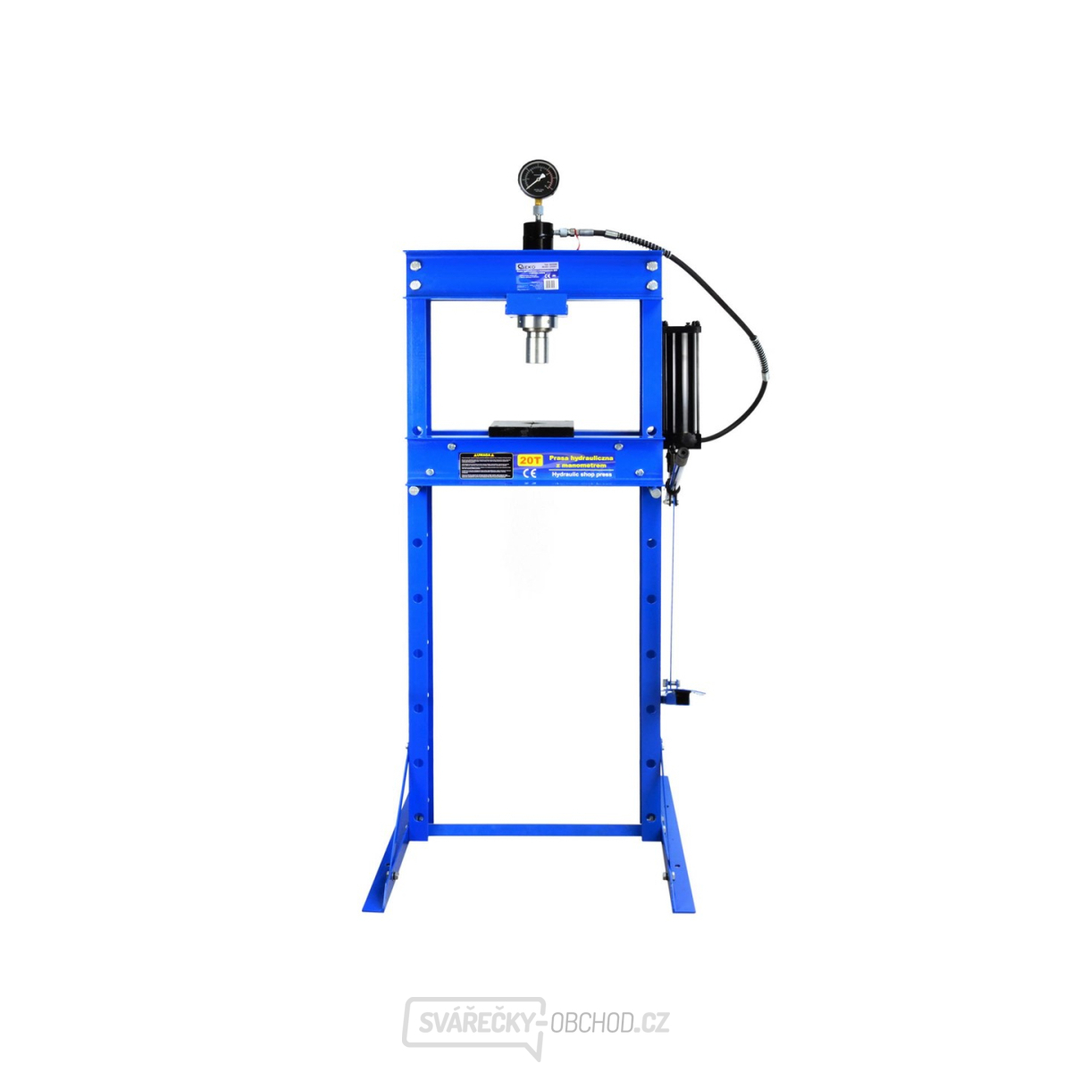 GEKO Hydraulický dílenský lis s manometrem a nožní pumpou 20t