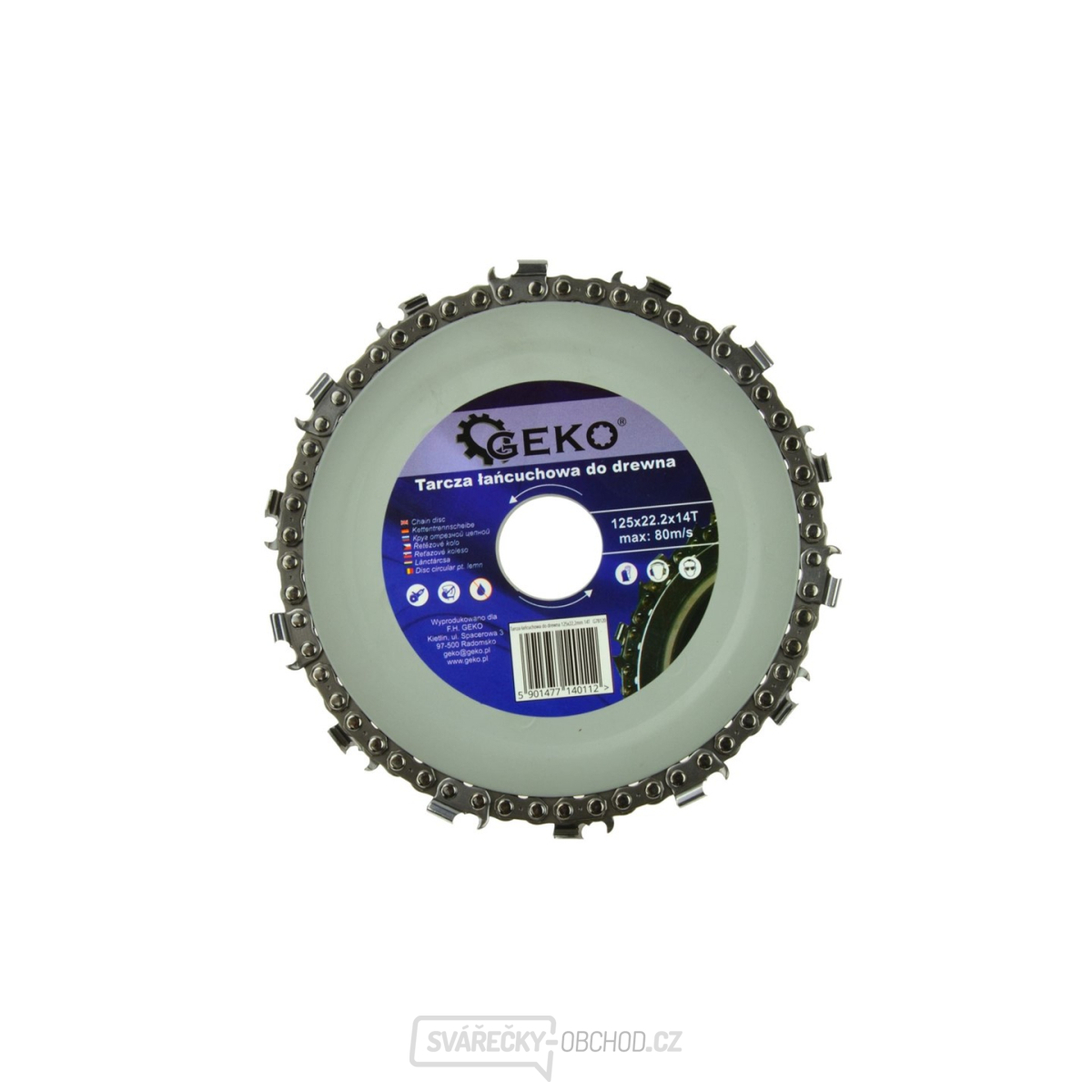 GEKO - Řetězový kotouč na dřevo 125x22,2 mm, 14 zubů