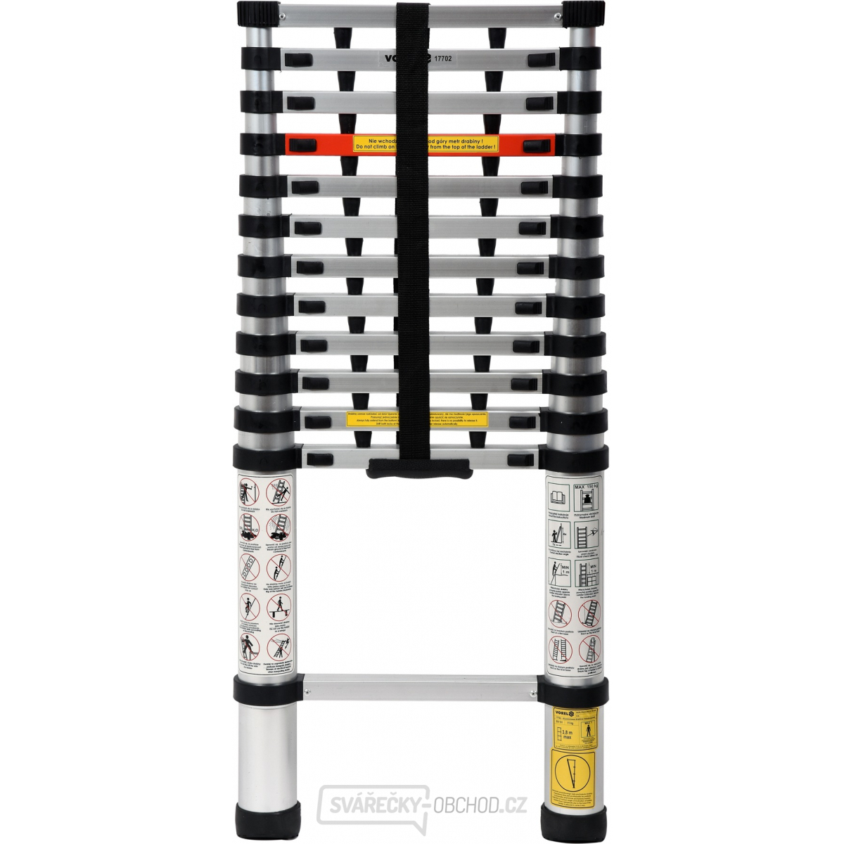 Yato Žebřík teleskopický 13 stupňů 3,8 m, nosnost 150kg