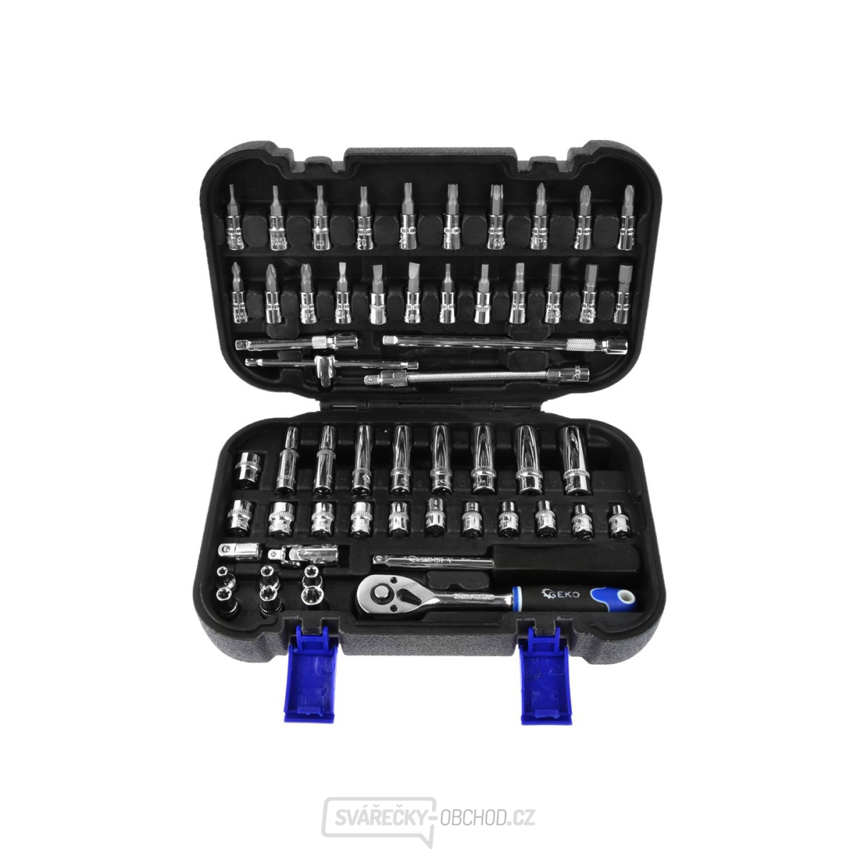Gola sada Geko G10153 1/4", ráčna, hlavice a bity - 56 ks