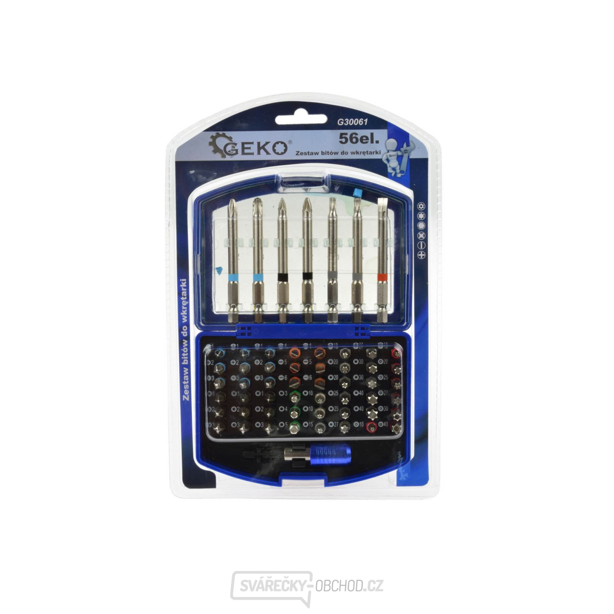 Sada šroubovákových bitů - ploché, křížové, Imbus, Torx, 56 kusů