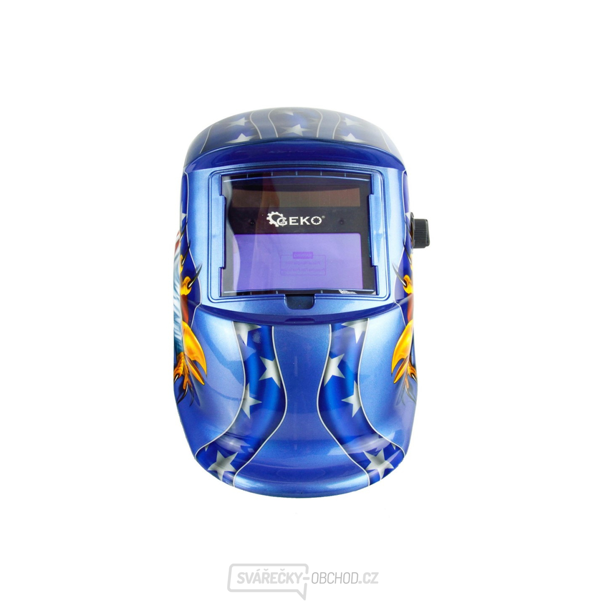 GEKO Svářecí kukla samostmívací modrá s plameny