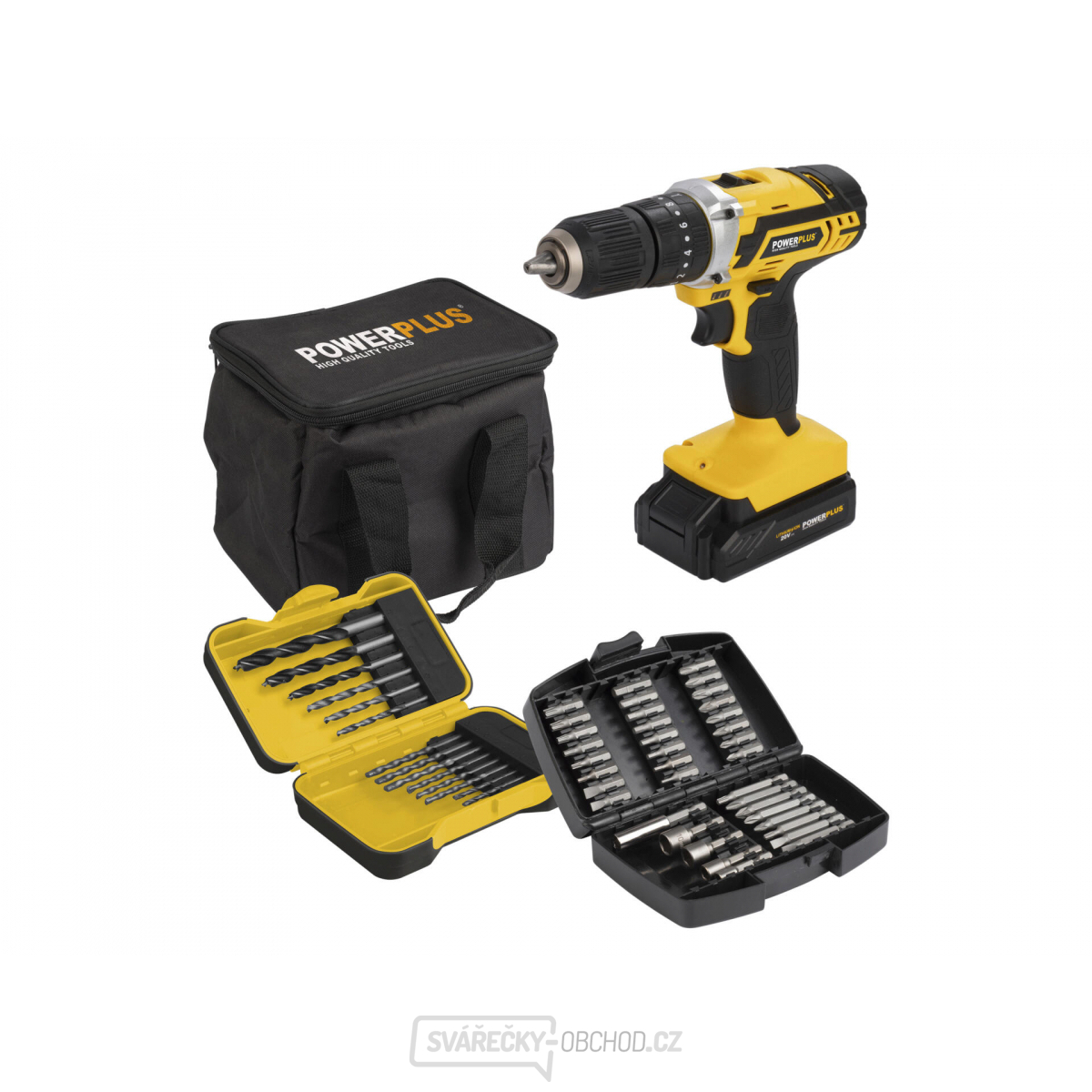 POWERPLUS POWX00840 - Aku příklepový šroubovák / vrtačka 20V LI-ION 2BAT  plus  53ks přísl.