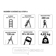 SIXTOL Schůdky hliníkové skládací ALU STEPS 6, 6 stupňů, nejvyšší schůdek 130 cm, nosnost 120 kg Náhled