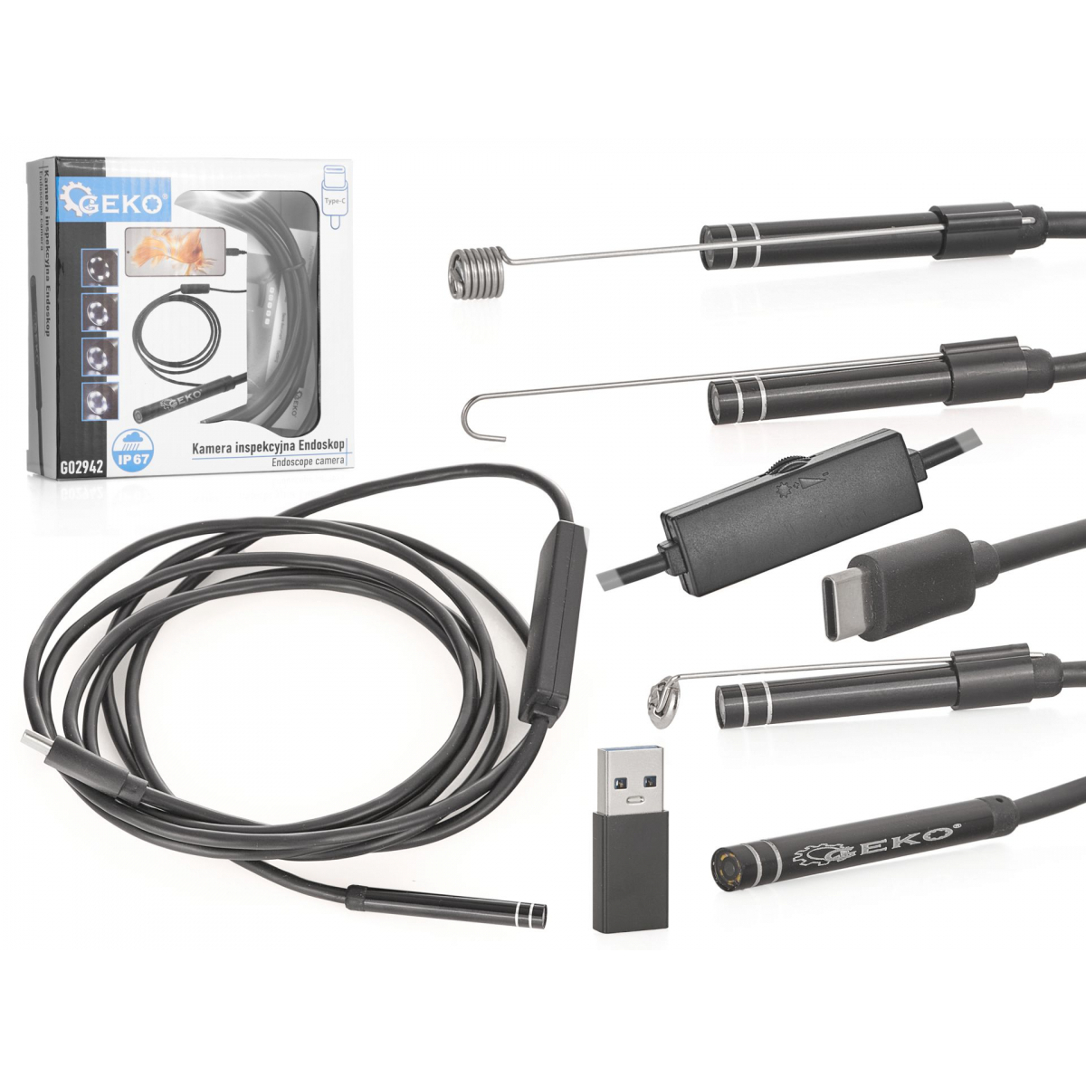 GEKO Inspekční endoskop s kamerou, vodotěsný, kabel 2 m, pro Android