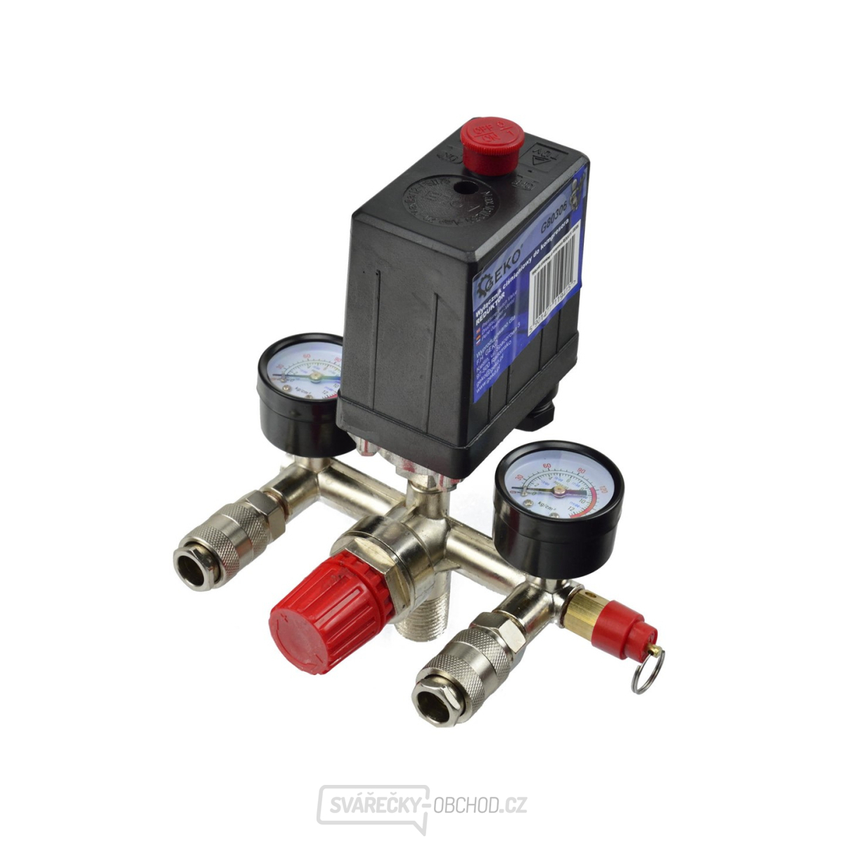 GEKO Tlakový spínač - 230 V s manometry, maximální tlak 12 bar