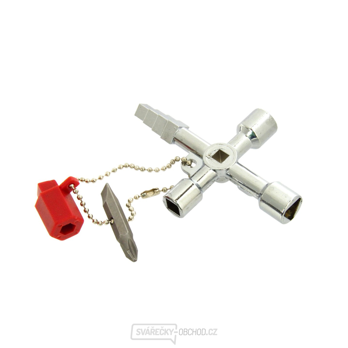 GEKO Univerzální klíč na řetízku pro technické skříně, 4 druhy klíčů + bit GEKO Univerzální klíč na řetízku pro technické skříně, 4 druhy klíčů + bit gallery main image