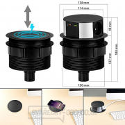 Solight 3z + USB A+C + Wireless 10W výsuvný blok zásuvek, kruhový tvar, prodlužovací přívod 2m,  3 x 1,5mm2 Náhled