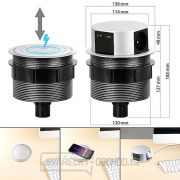 Solight 3z + USB A+C + Wireless 10W výsuvný blok zásuvek, kruhový tvar, prodlužovací přívod 2m,  3 x 1,5mm2 Náhled