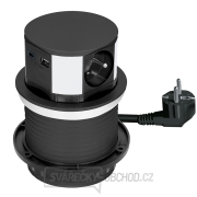 Solight 3z + USB A+C výsuvný blok zásuvek, 2m, černý Náhled
