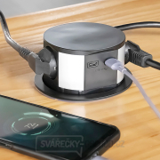 Solight 3z + USB A+C výsuvný blok zásuvek, 2m, černý náhled