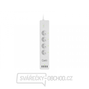 GETI Prodlužovací přívod Smart GSS04, 4 zásuvky, 4x USB, Tuya gallery main image