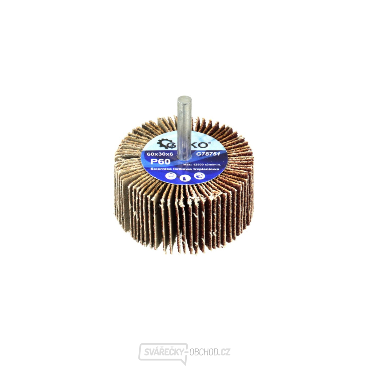 GEKO Kotouč brusný se stopkou, 60x30x6 mm, P60 