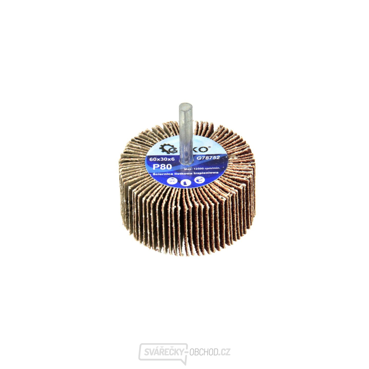 GEKO Kotouč brusný se stopkou, 60x30x6 mm, P80 