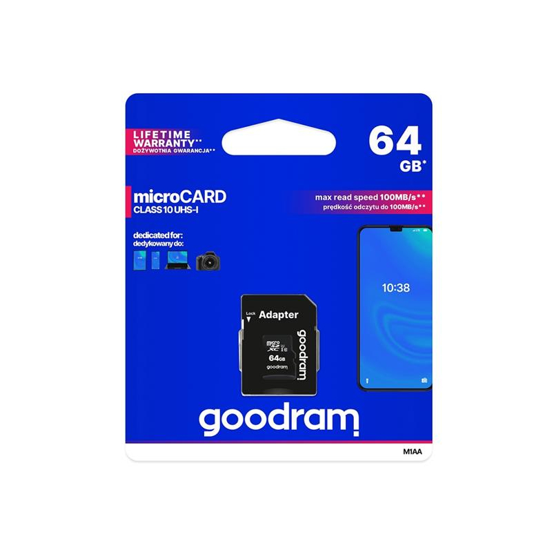 Karta paměťová GOODRAM micro SD 64 GB s adaptérem