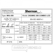 Sherman Synergická invertorová svářečka DIGIMIG 350 COMBO LCD + MIG Hořák + Zemnící kabel náhled