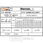 Sherman Synergická invertorová svářečka DIGIMIG 203L SWIFT + Hořák MIG + Kabely Sherman Synergická invertorová svářečka DIGIMIG 203L SWIFT + Hořák MIG + Kabely náhled