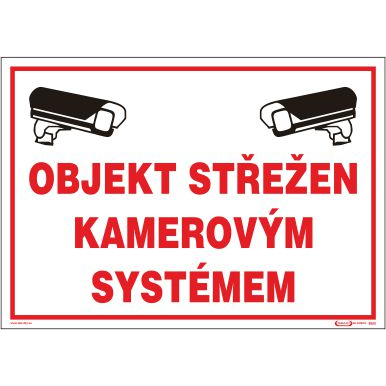 Objekt střežen kamerovým systémem - plastová tabulka A4 120216