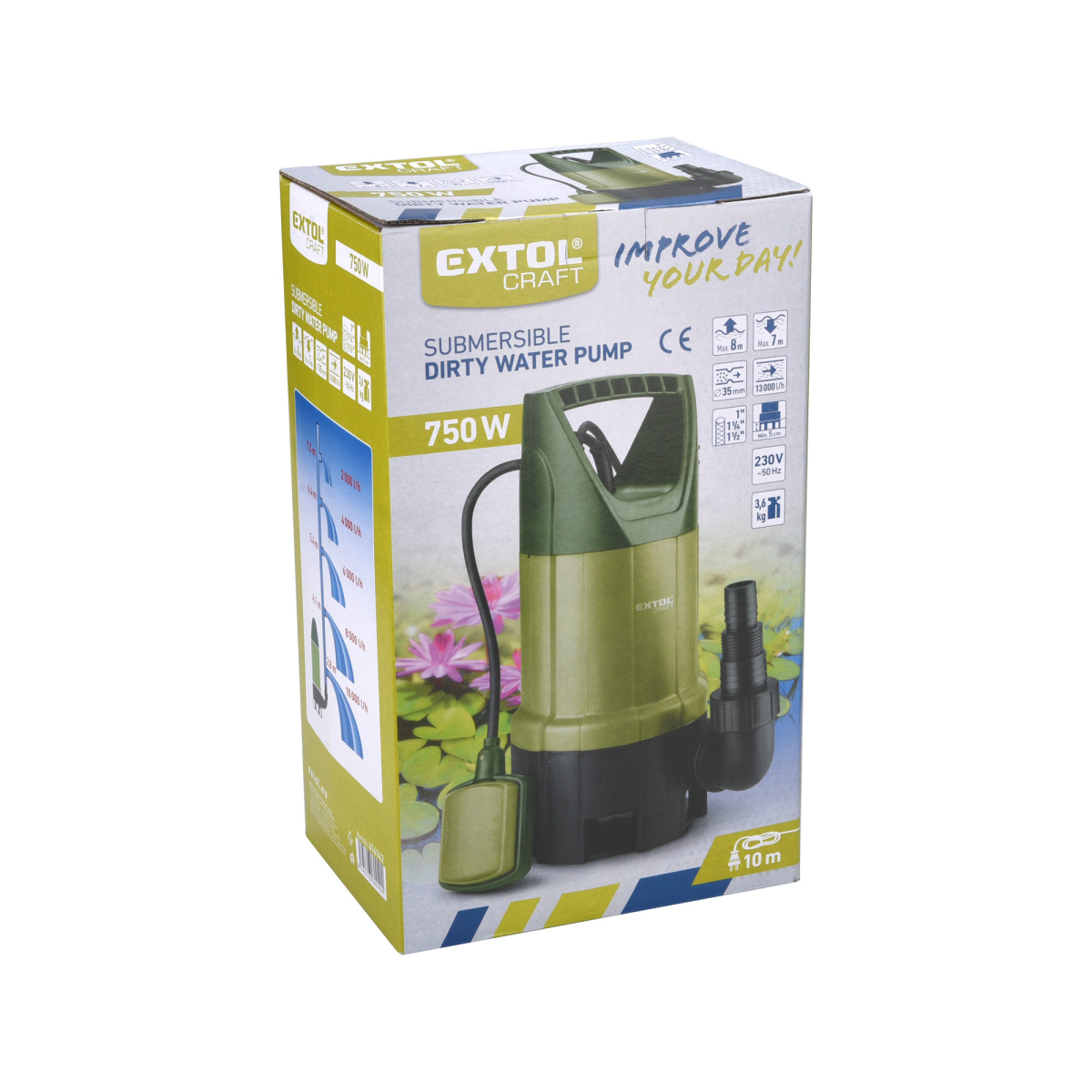 Ponorné čerpadlo Extol Premium 800W na znečištěnou vodu, 1300l/h Náhled