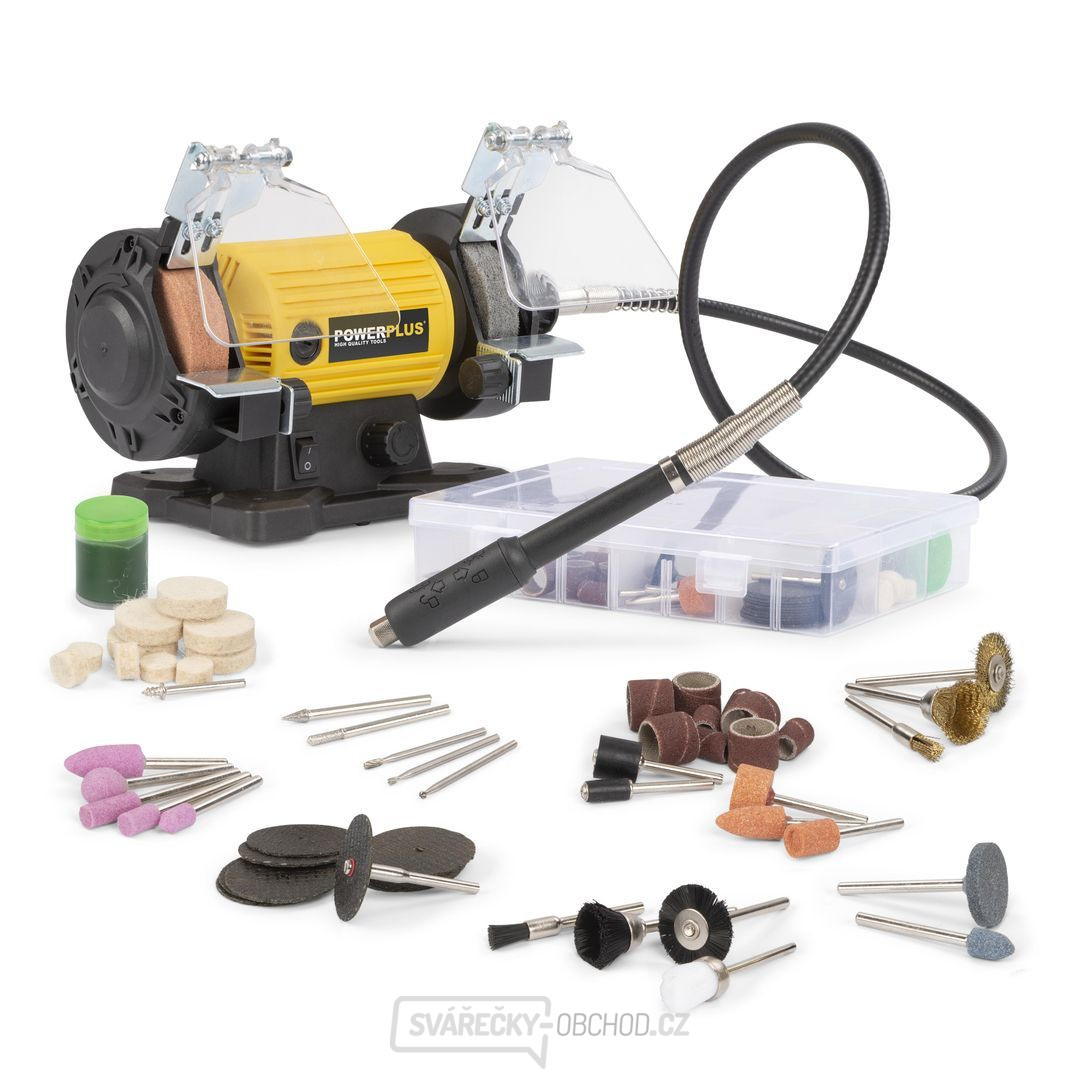 POWERPLUS POWX1280 - Dvoukotoučová bruska s flexibilní hřídelí 120W
