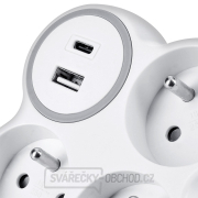 Solight rozbočka, 3x 16A, USB nabíječka A+C, bílá-šedá náhled
