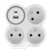Solight rozbočka, 3x 16A, USB nabíječka A+C, bílá-šedá gallery main image